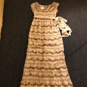 Vintaged couture babydoll cream sequined dress